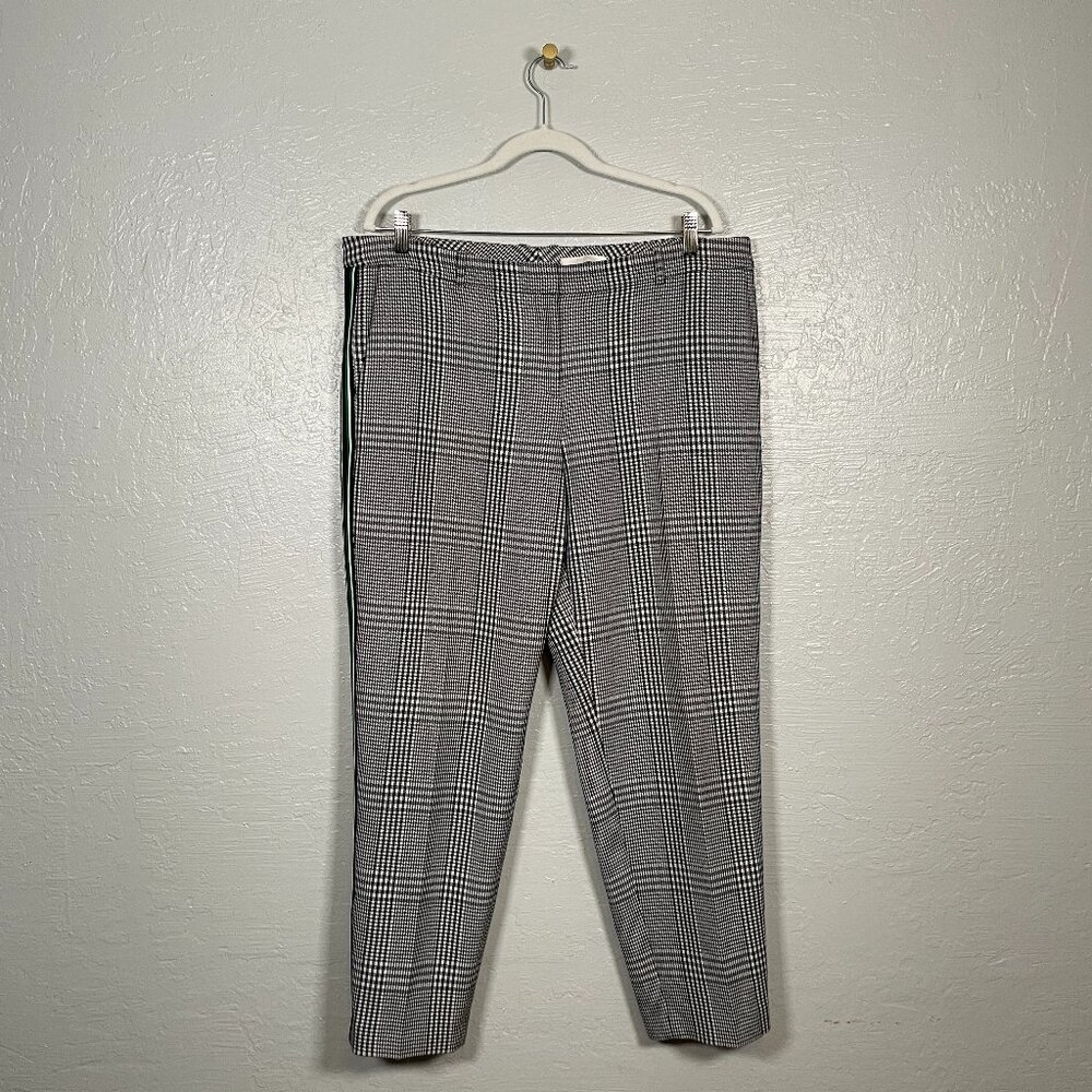 Hugo Boss Women 12 Black White Houndstooth Torominala Glen Plaid Ankle Trousers